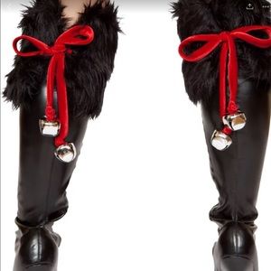 Faux fur boot topper jingle bells! New in pkg.